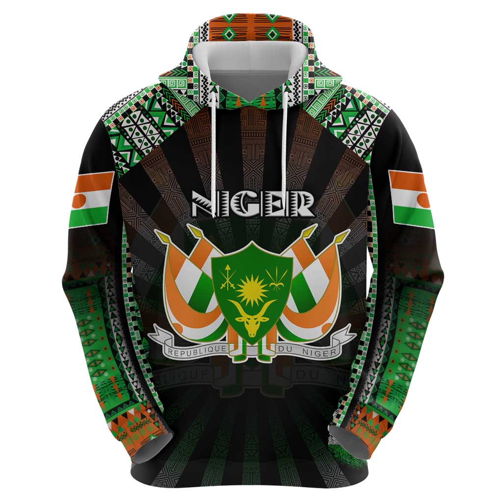 Personalized Niger Roots Hoodie African Map in Fingerprint and Tribal Colors DT02