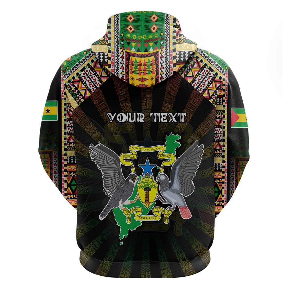 Personalized Sao Tome and Principe Roots Hoodie African Map in Fingerprint and Tribal Colors DT02