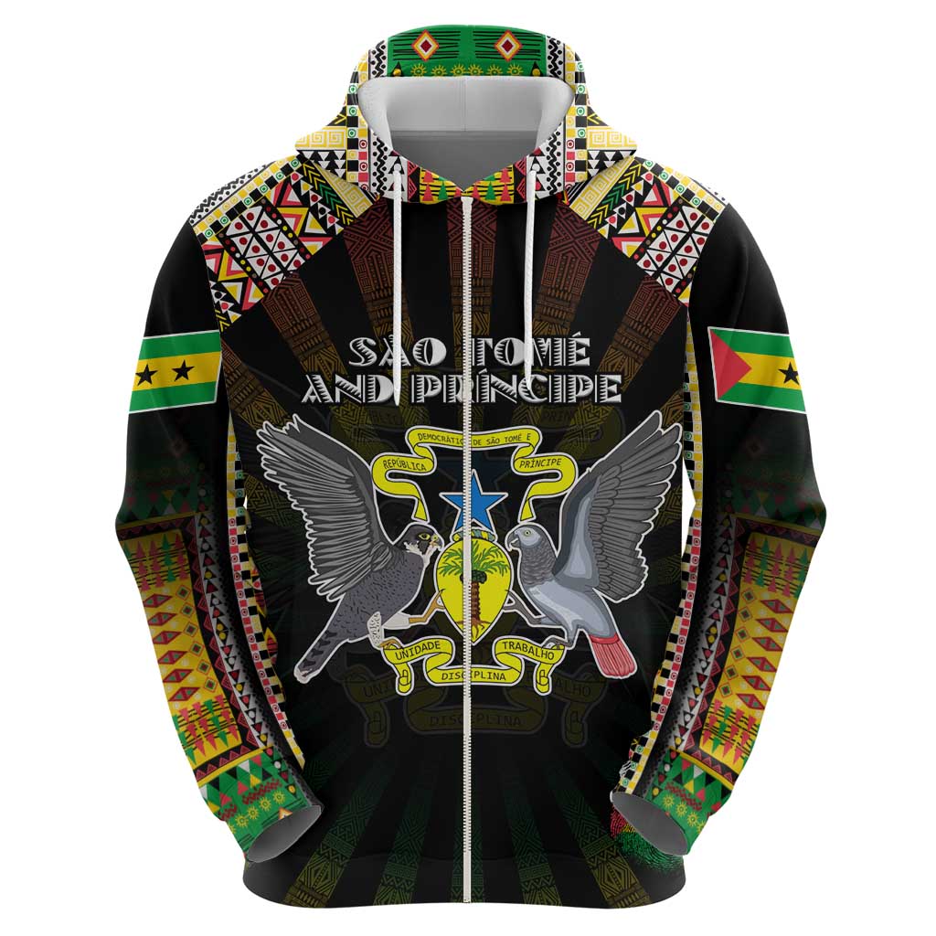 Personalized Sao Tome and Principe Roots Hoodie African Map in Fingerprint and Tribal Colors DT02