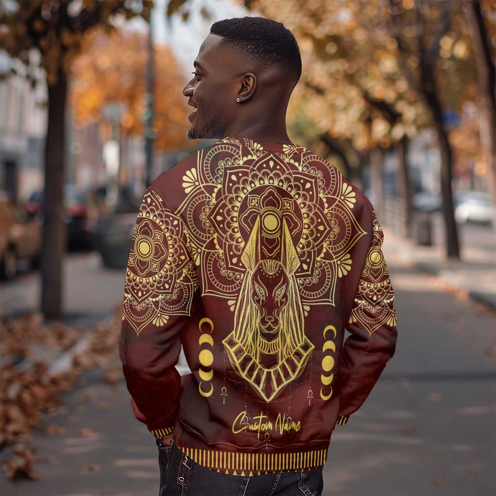 Personalized Anubis Sweatshirt Ancient Egyptian Pattern In Red DT02