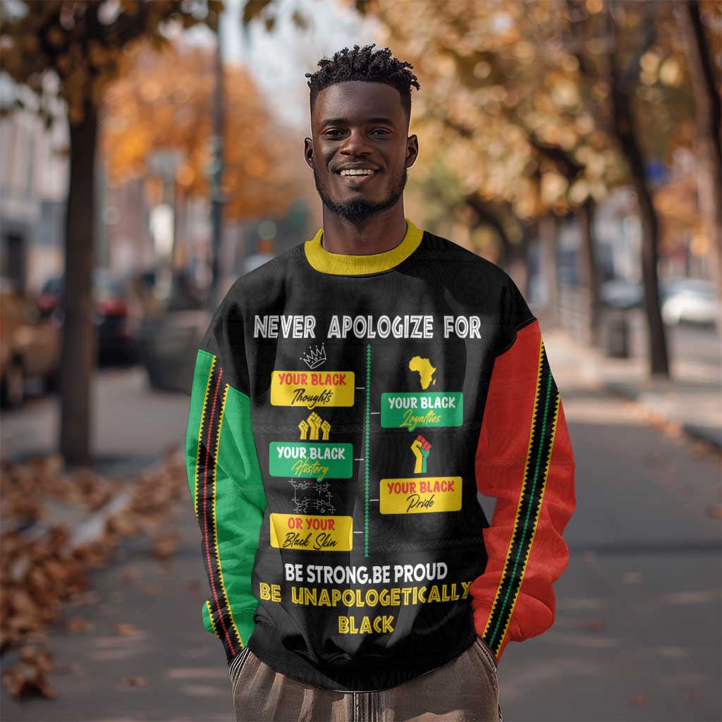 Never Apologize For Your Pride Sweatshirt African Black History DT02