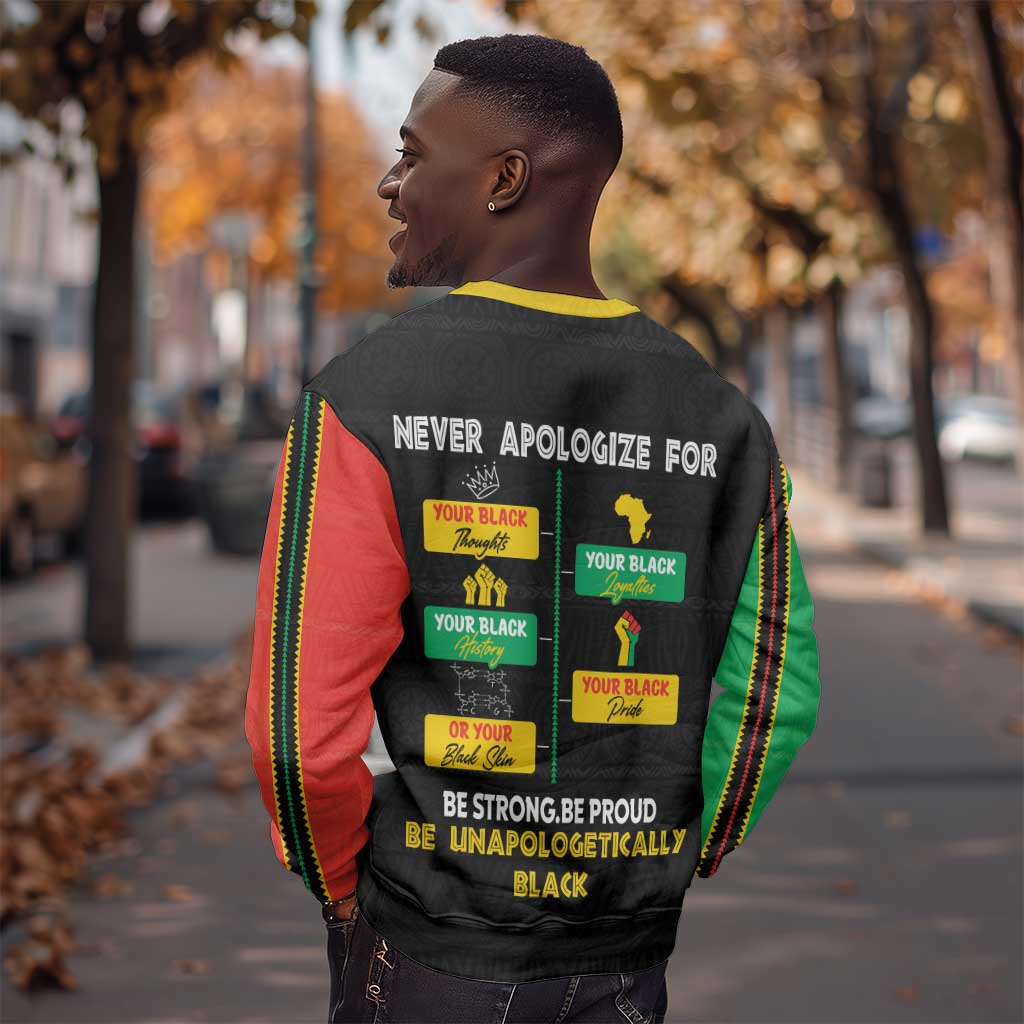 Never Apologize For Your Pride Sweatshirt African Black History DT02