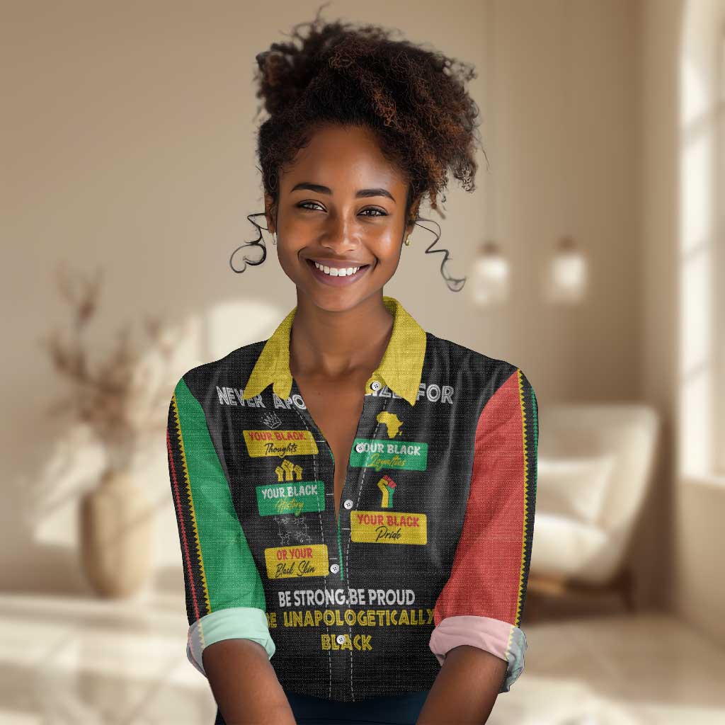 Never Apologize For Your Pride Women Casual Shirt African Black History DT02