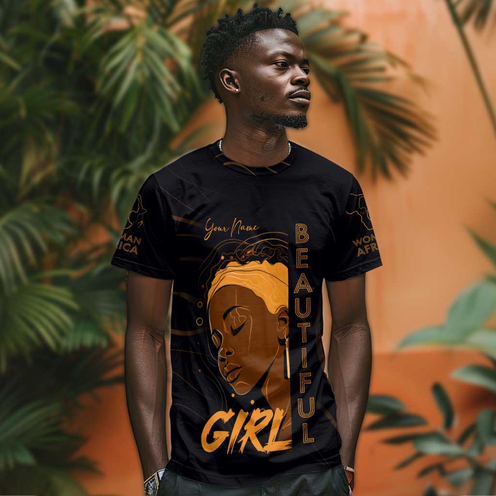 Personalized Beautiful Black Girl T shirt - Women of Africa Design DT02