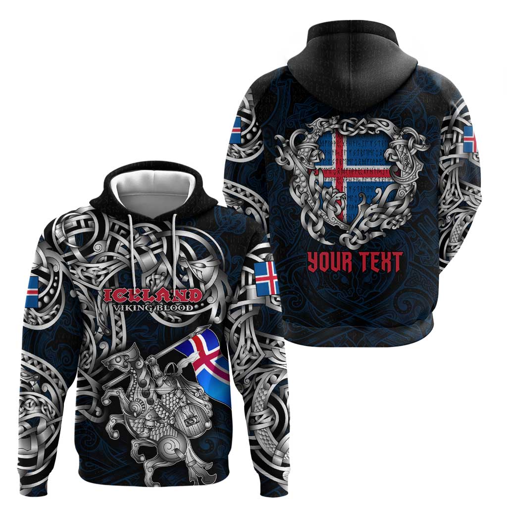 Personalized Iceland Viking Blood Hoodie Nordic Runes and Shield of Ancestry in Tribal Knotwork DT02