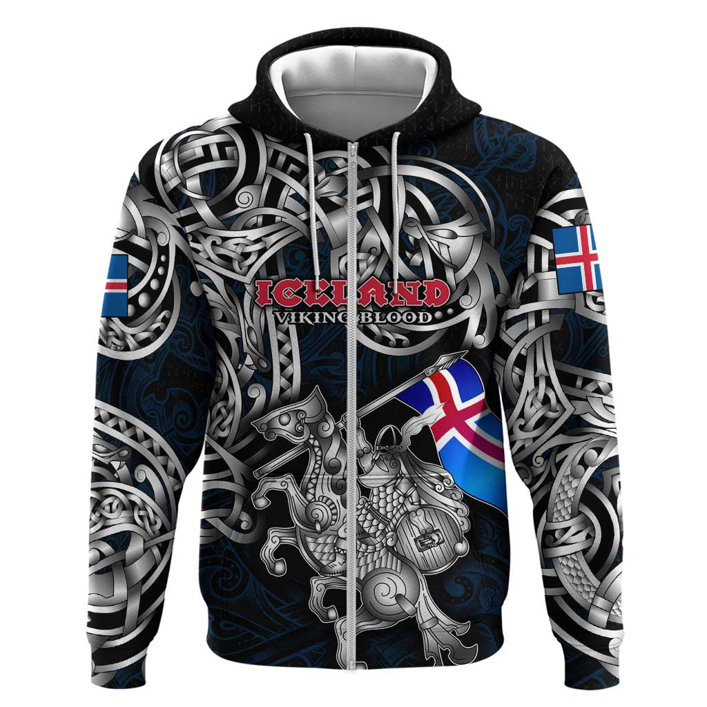 Personalized Iceland Viking Blood Hoodie Nordic Runes and Shield of Ancestry in Tribal Knotwork DT02