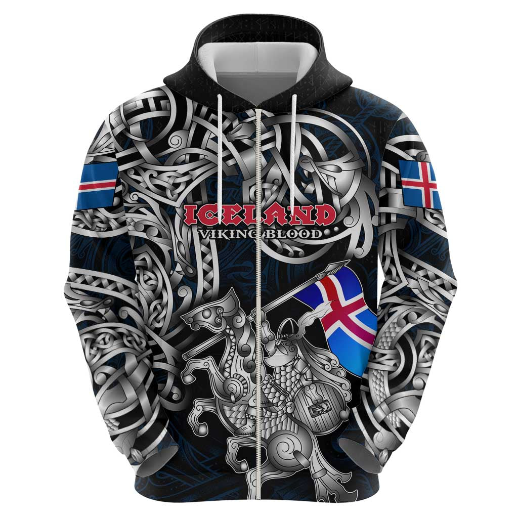 Personalized Iceland Viking Blood Hoodie Nordic Runes and Shield of Ancestry in Tribal Knotwork DT02