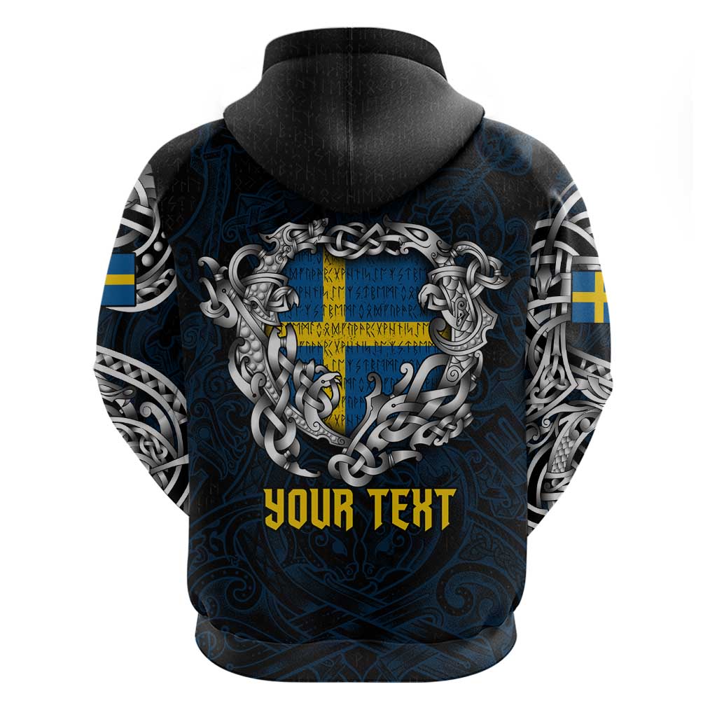 Personalized Sweden Viking Blood Hoodie Nordic Runes and Shield of Ancestry in Tribal Knotwork DT02