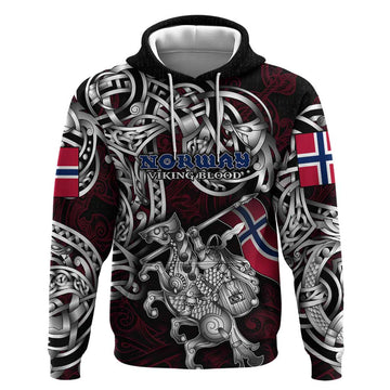 Personalized Norway Viking Blood Hoodie Nordic Runes and Shield of Ancestry in Tribal Knotwork DT02
