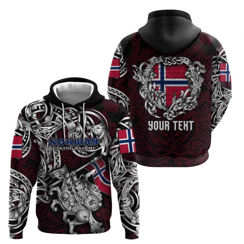Personalized Norway Viking Blood Hoodie Nordic Runes and Shield of Ancestry in Tribal Knotwork DT02