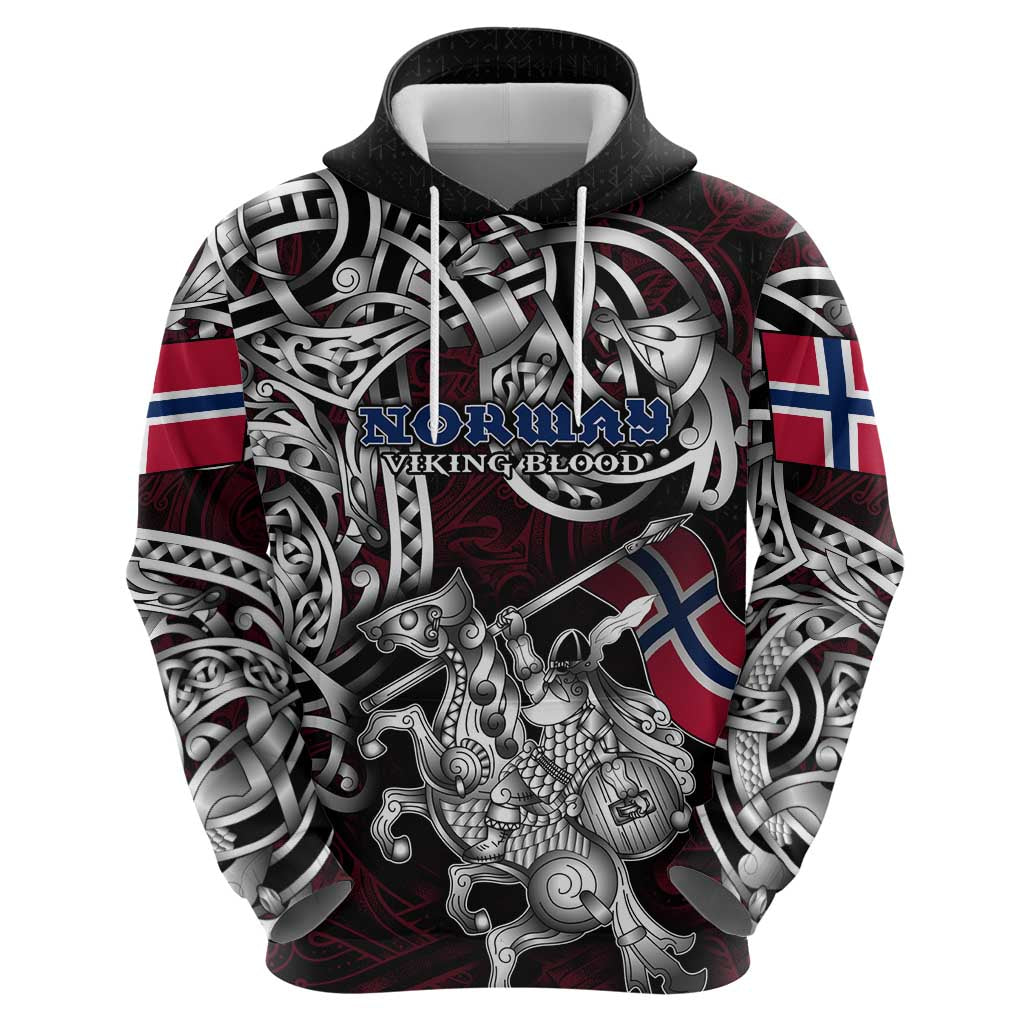 Personalized Norway Viking Blood Hoodie Nordic Runes and Shield of Ancestry in Tribal Knotwork DT02
