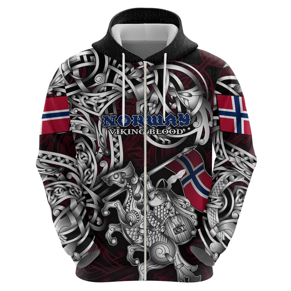 Personalized Norway Viking Blood Hoodie Nordic Runes and Shield of Ancestry in Tribal Knotwork DT02