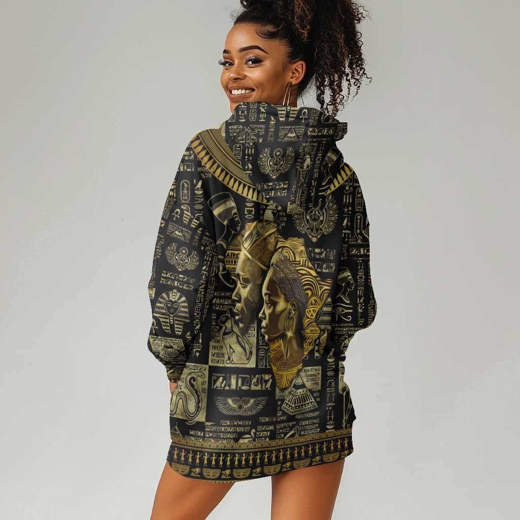Egypt Pharaoh Hoodie Dress Egyptian Hieroglyphs and Symbols DT02