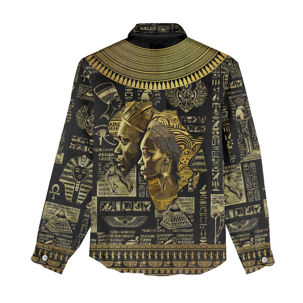 Egypt Pharaoh Women Casual Shirt Egyptian Hieroglyphs and Symbols DT02