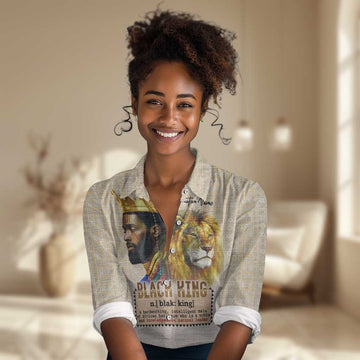 Lion Black King Women Casual Shirt African Heritage DT02