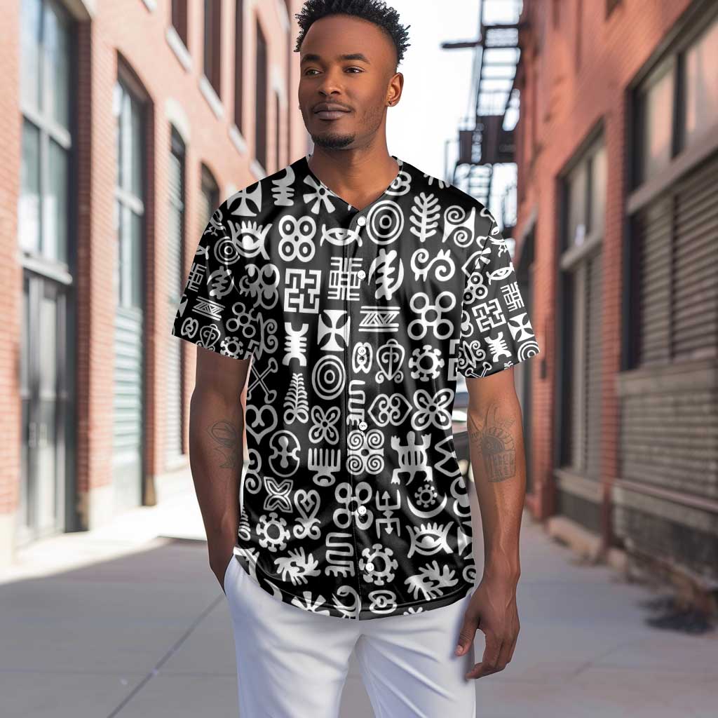 African Adinkra Baseball Jersey - Mixed Pattern Symbols DT02