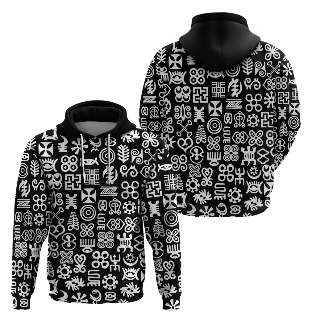 Mix Adinkra Hoodie Black Pattern DT02