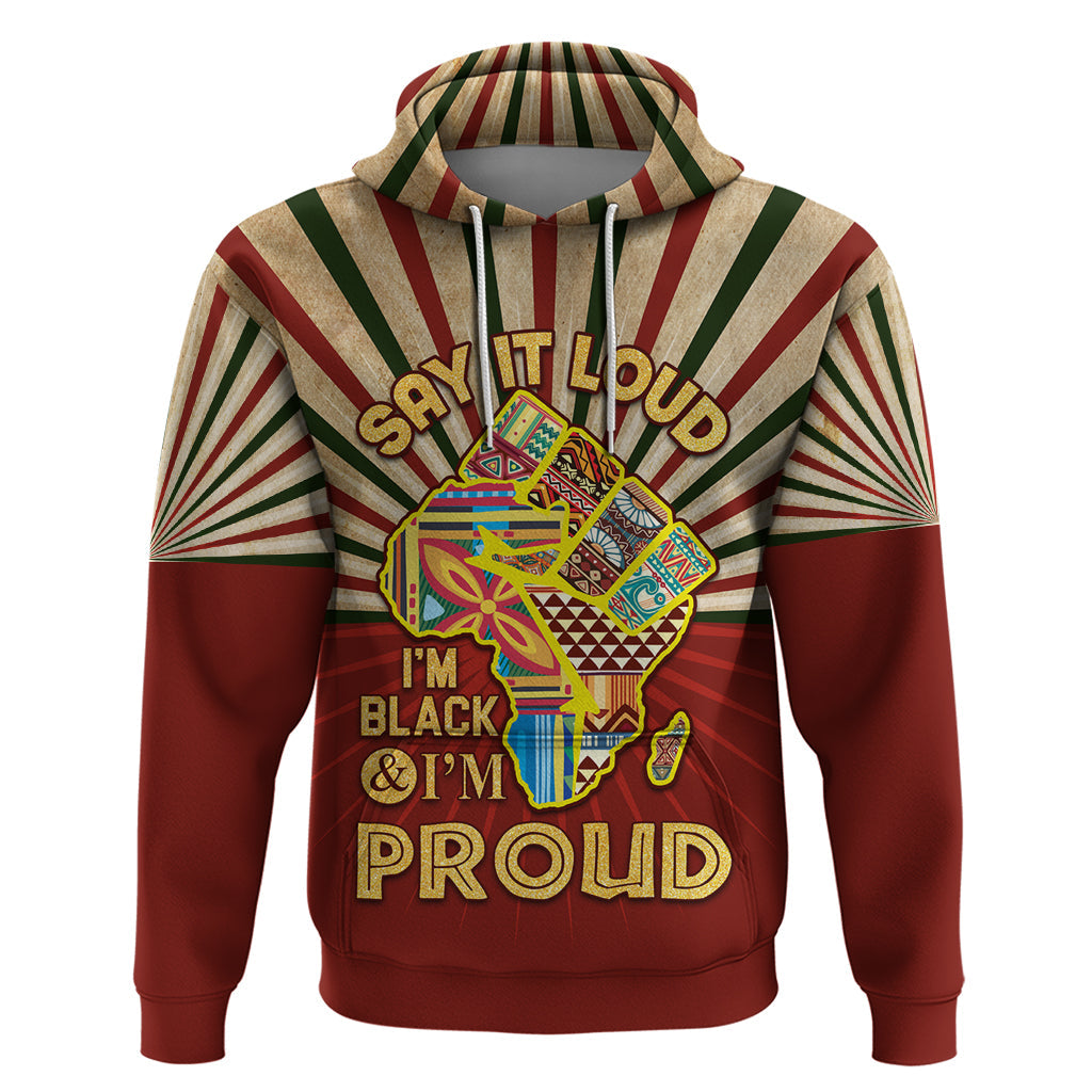 I'm Black and I'm Proud African Hoodie Hand Up Africa Map Art DT02