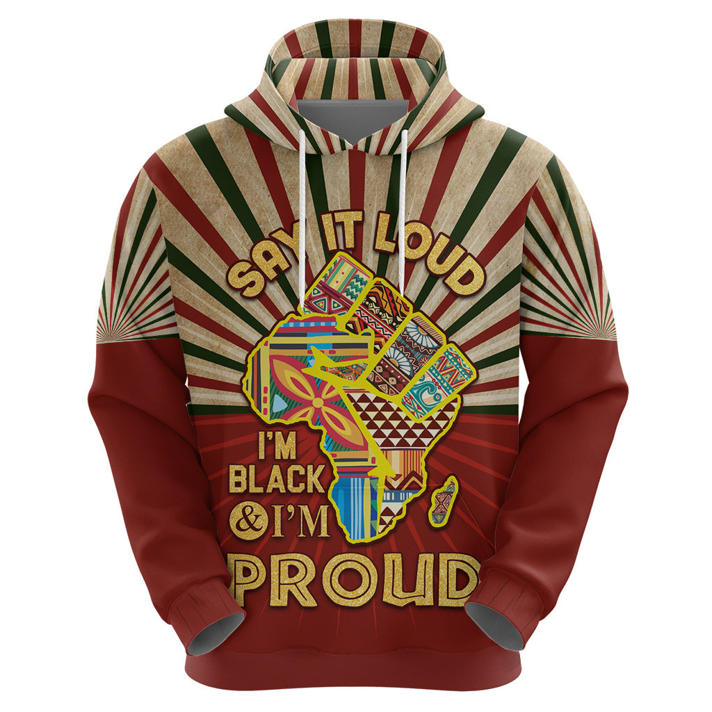 I'm Black and I'm Proud African Hoodie Hand Up Africa Map Art DT02