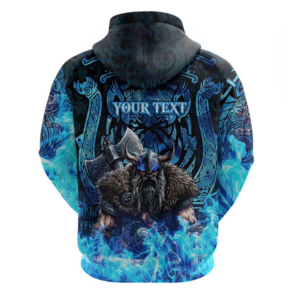 Jofurr Boar Warrior Viking Hoodie Frost Viking Runes Blue Flame DT02