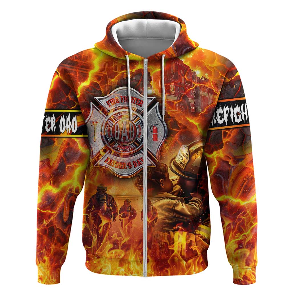 Firefighter Fathers Day Hoodie Dad By Name - Firefighter By Heart DT02