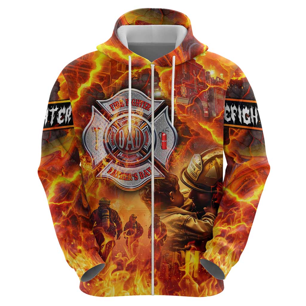 Firefighter Fathers Day Hoodie Dad By Name - Firefighter By Heart DT02