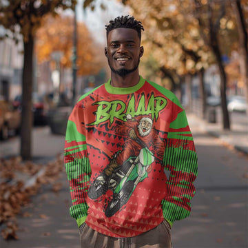 Afro Santa Braaap Sweatshirt Motorcross Christmas DT03