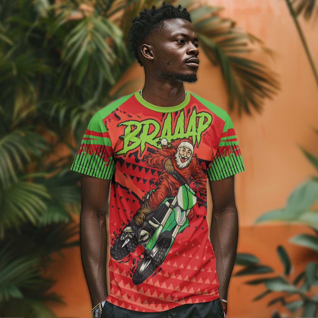 Afro Santa Braaap T shirt Motorcross Christmas DT03