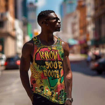 Africa Map Graffiti Men Tank Top Know You Roots Art Style DT03