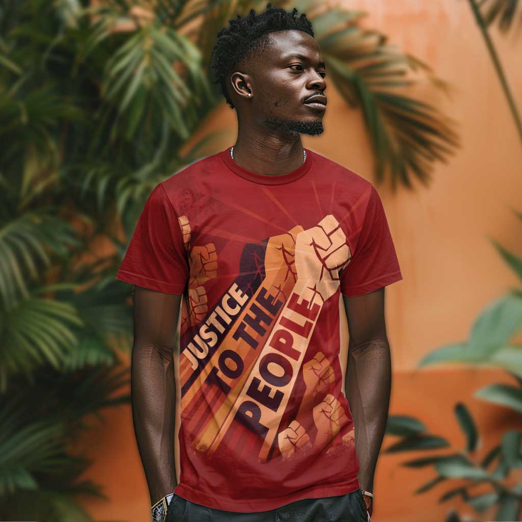 Justice To The People Africa T shirt Afro Raised Fist DT03