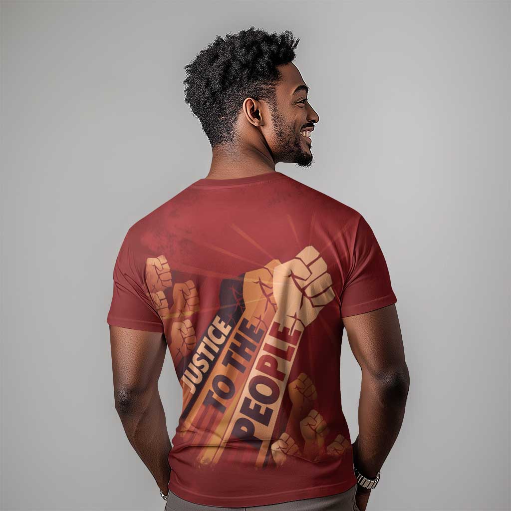Justice To The People Africa T shirt Afro Raised Fist DT03