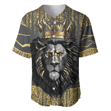 Personalized Black and Gold Lion Africa Baseball Jersey DT03