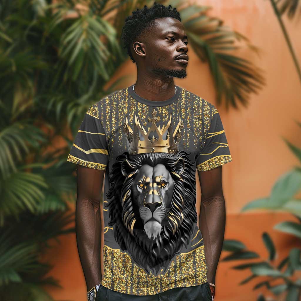 Personalized Black and Gold Lion Africa T shirt DT03