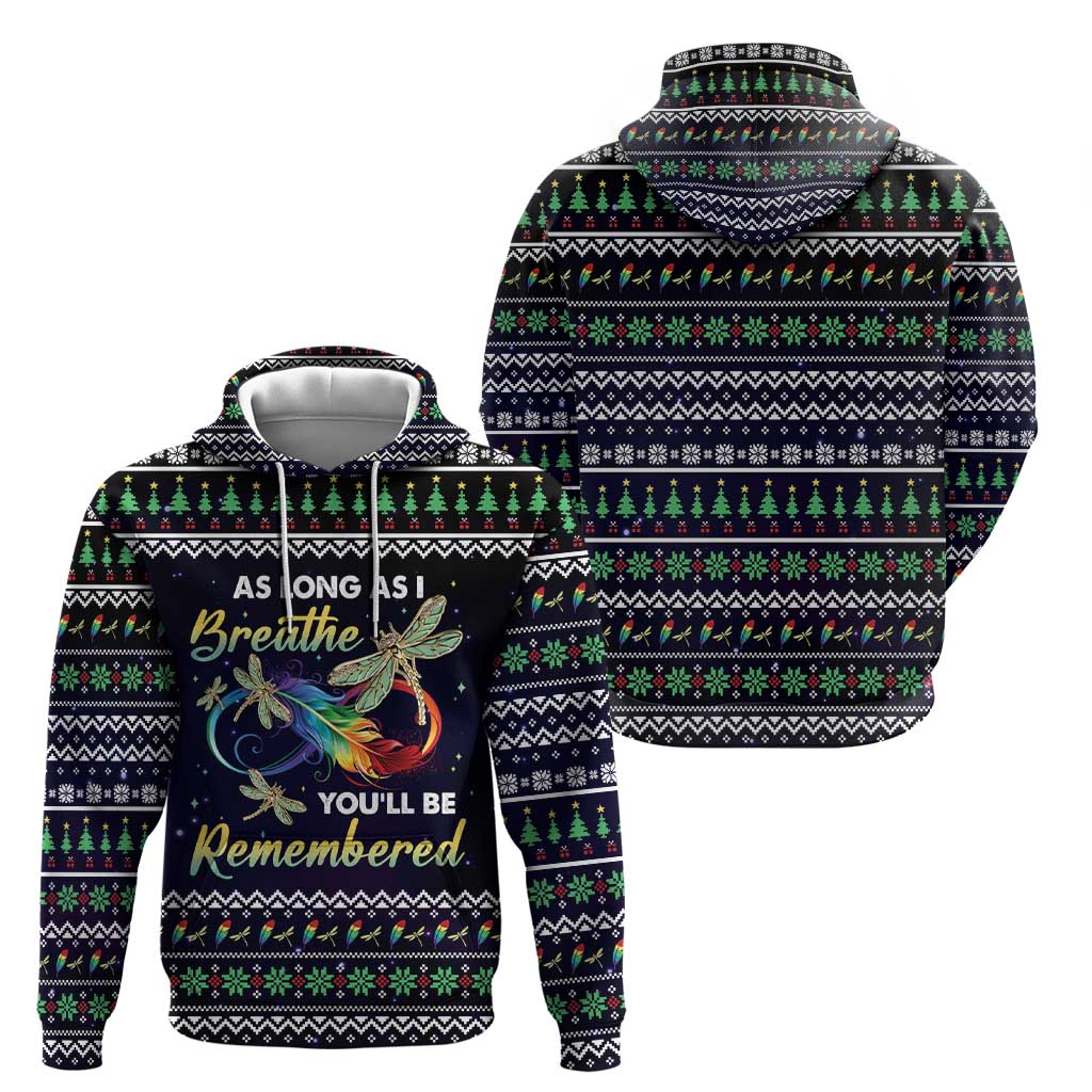 Dragonfly Angel Hoodie As Long As I Breathe You'll Be Remembered DT03