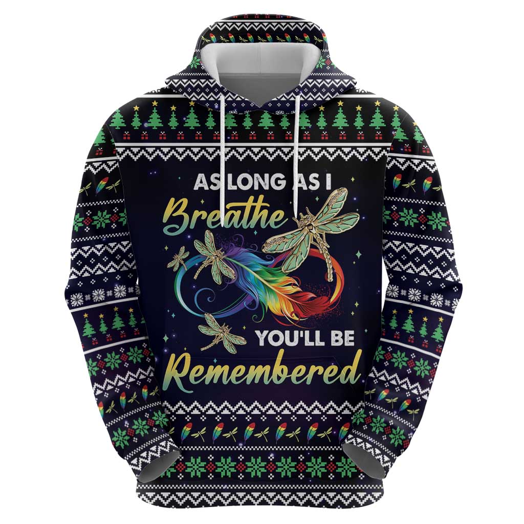 Dragonfly Angel Hoodie As Long As I Breathe You'll Be Remembered DT03