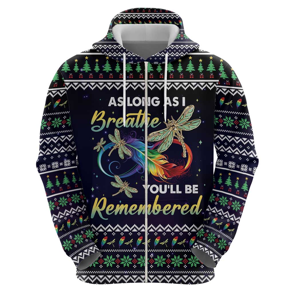 Dragonfly Angel Hoodie As Long As I Breathe You'll Be Remembered DT03