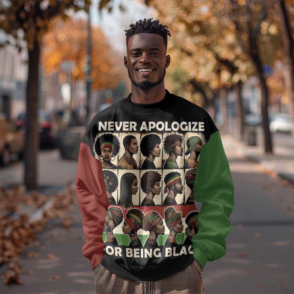 Never Apologize for Being Black Sweatshirt African Pride DT03