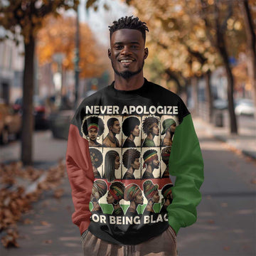 Never Apologize for Being Black Sweatshirt African Pride DT03