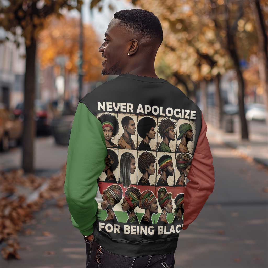 Never Apologize for Being Black Sweatshirt African Pride DT03