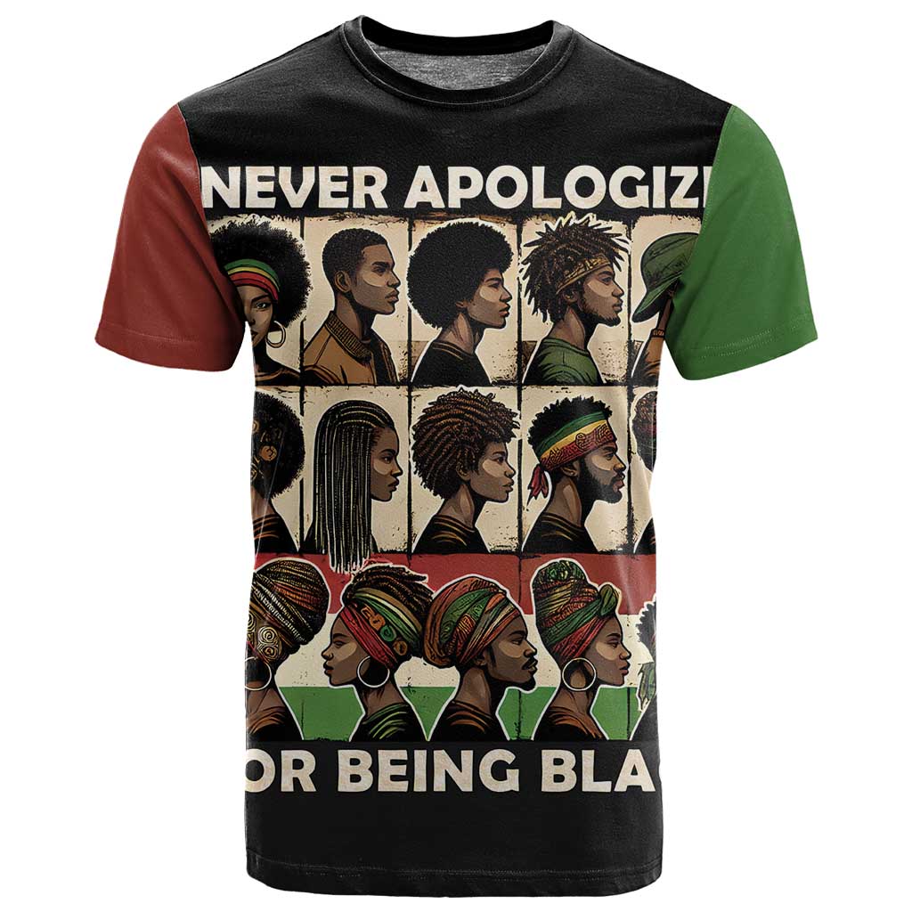 Never Apologize for Being Black T shirt African Pride DT03