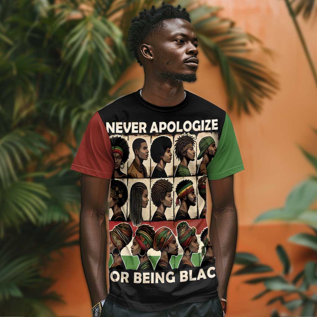 Never Apologize for Being Black T shirt African Pride DT03