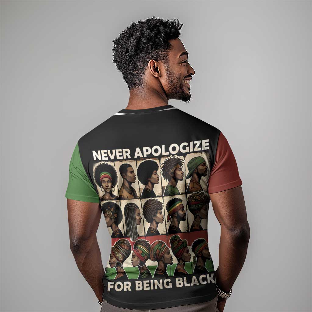 Never Apologize for Being Black T shirt African Pride DT03