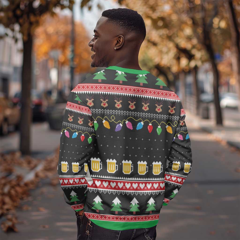 Ho Ho Ho Hold My Beer Santa Afro Sweatshirt Christmas Beer DT03