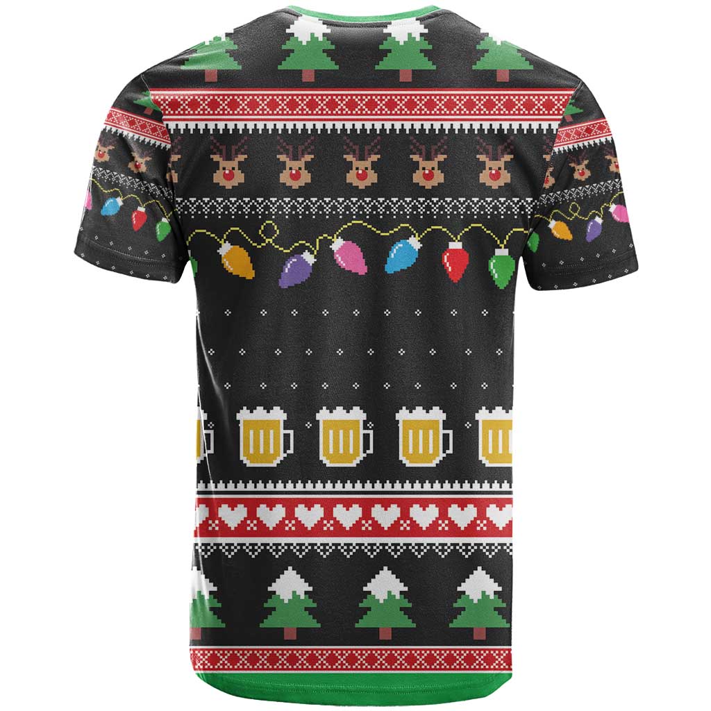 Ho Ho Ho Hold My Beer Santa Afro T shirt Christmas Beer DT03