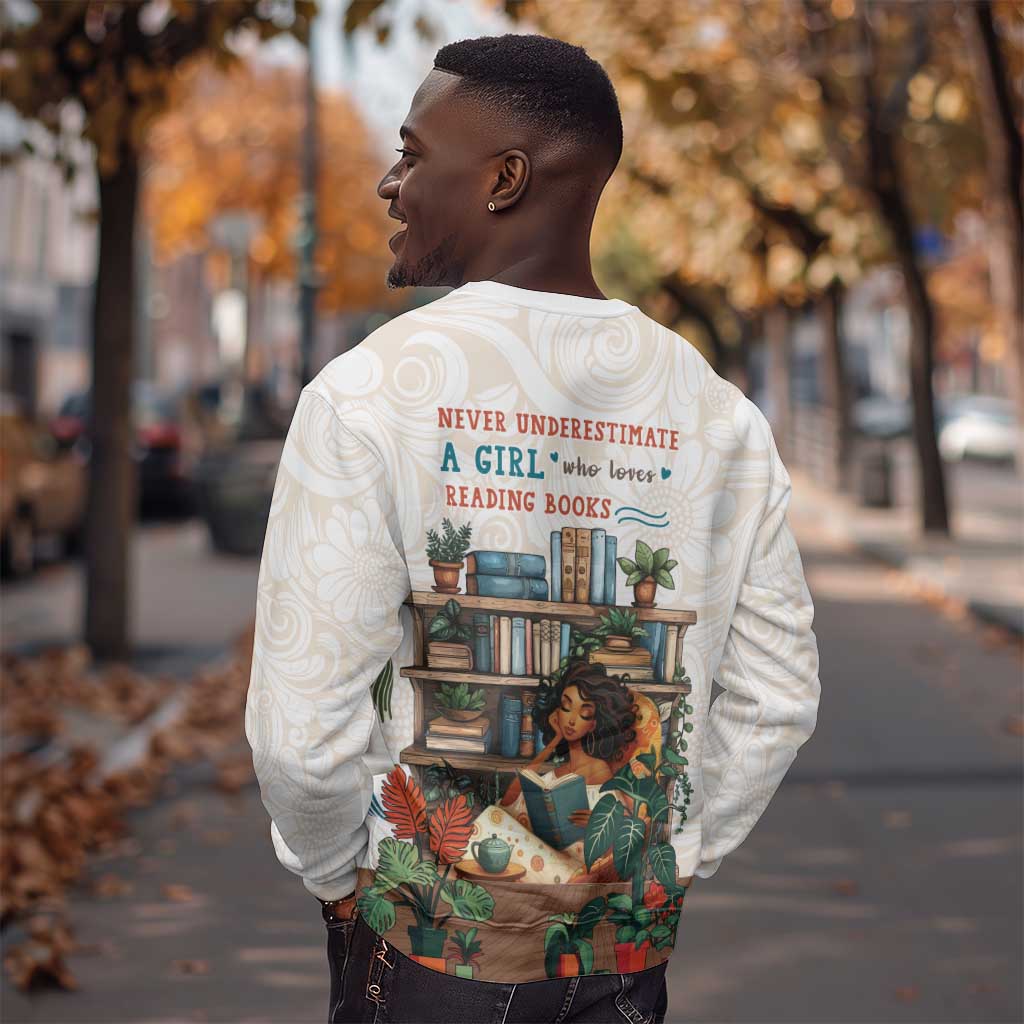 Never Underestimate A Girl Who Loves Reading Books Sweatshirt African Book Lovers DT04