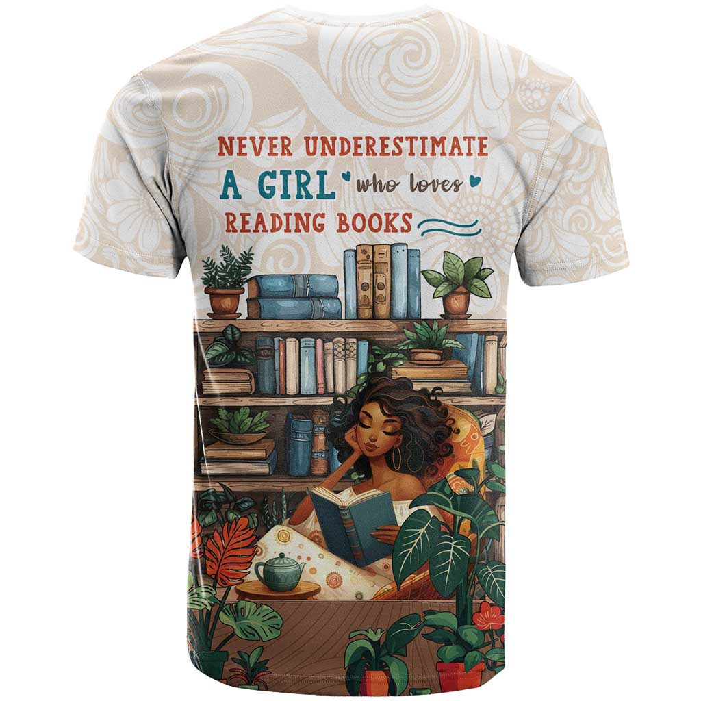 Never Underestimate A Girl Who Loves Reading Books T shirt African Book Lovers DT04