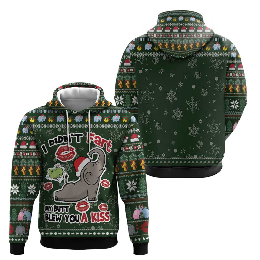 Elephant I Didnt Fart My Butt Blew You A Kiss Hoodie Elephant Christmas DT04