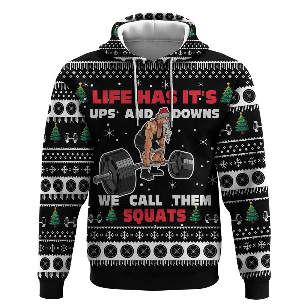 Santa Claus Love Gym Hoodie Christmas Santa Does Weightlifting DT04