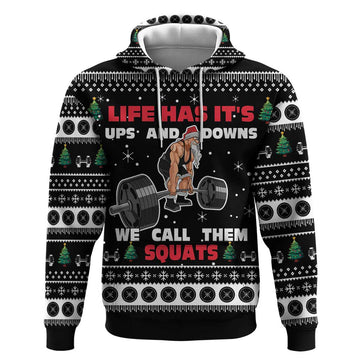 Santa Claus Love Gym Hoodie Christmas Santa Does Weightlifting DT04