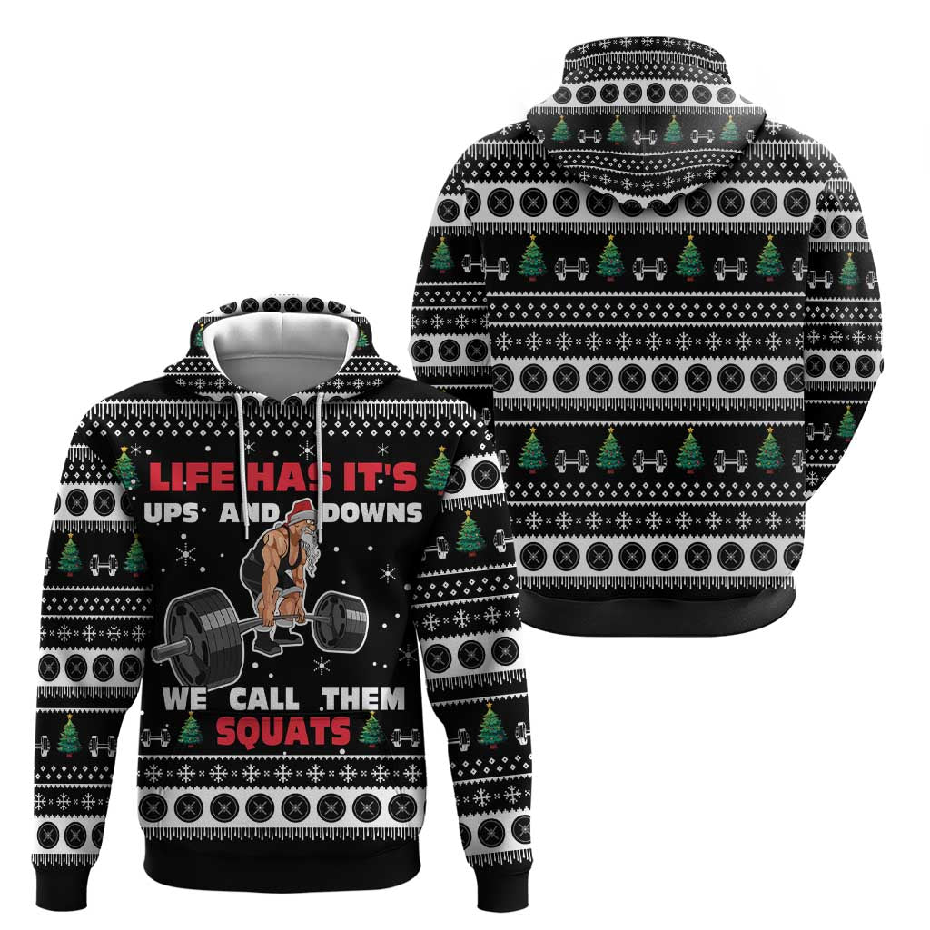 Santa Claus Love Gym Hoodie Christmas Santa Does Weightlifting DT04